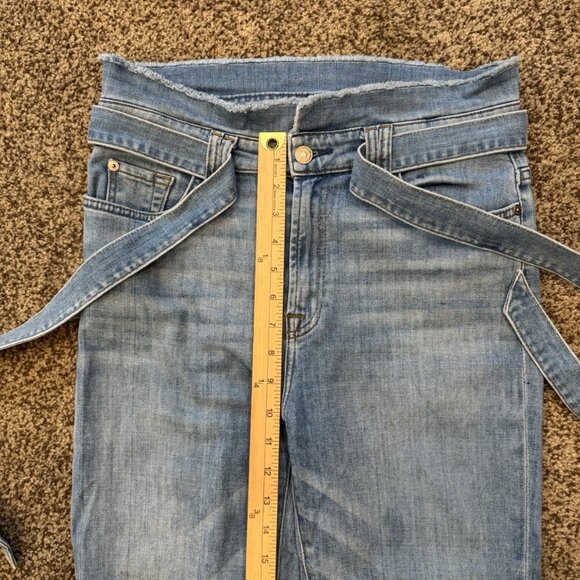 7 For All Mankind Jen Blue Jeans Women’s Size 29 Straight Leg Tie Belt - Picture 5 of 8